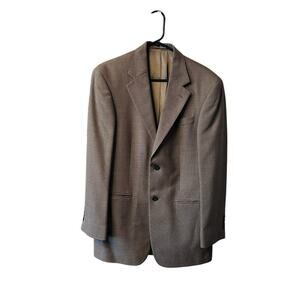 OSCAR DE LA RENTA Brown Houndstooth Blazer Sport Coat~ 100% Wool~38R